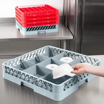 Noble Warewashing 9-Compartment Gray Full-Size Glass Rack