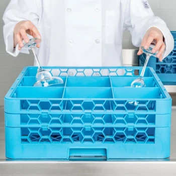 Carlisle RG9-214 OptiClean 9 Compartment Glass Rack with 2 Extenders