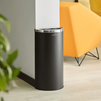 Lancaster Table & Seating 8 Gallon Black Powder-Coated Metal Half Round Decorative Trash Can