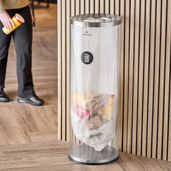 Lancaster Table & Seating 27 Gallon Clear Acrylic Round Decorative Trash Can with Stainless Steel Top