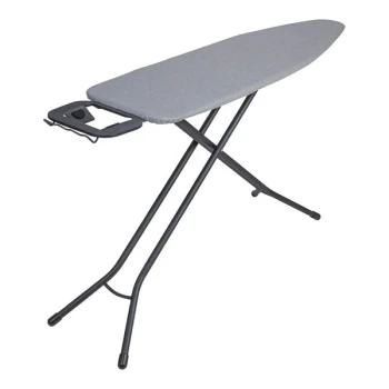 Household Essentials Black Mesh Steel Top Ironing Board with Cotton Cover and Iron Rest HE1151
