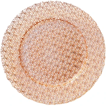 Bon Chef 200009RG Tavola 13" Rose Gold Gem Glass Charger Plate - 8/Pack