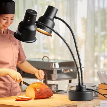 Avantco HLD24BKB 24" Black Dual Arm Flexible Heat Lamp with Weighted Base - 120V, 500W