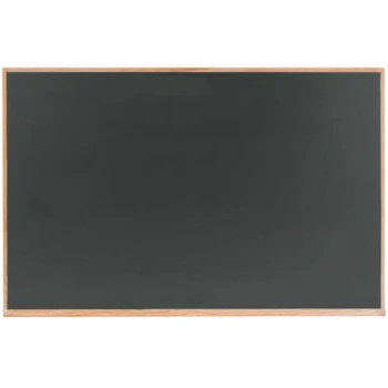 Aarco OS2436S 24" x 36" Slate Gray Solid Oak Wood Frame Composition Chalkboard