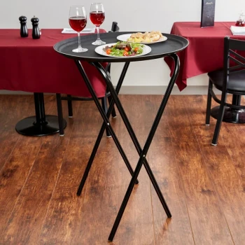 Lancaster Table & Seating 20" x 16 1/2" x 36" Folding Tray Stand Black Metal