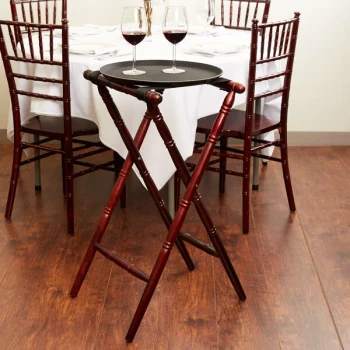 TableCraft 31 Mahogany Wood Tray Stand with Spindle Design - 31"