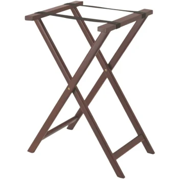 Aarco TS-3 Mahogany Folding Wood Tray Stand - 31"