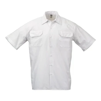 Mercer Culinary M60250BK Metro Edge Unisex White Short Sleeve Brewer / Work Shirt - L