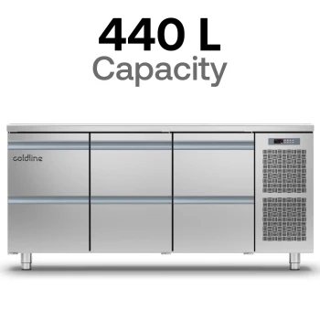 Coldline, Worktop Chiller, Stainless Steel, Silver, 6 Drawers, 440 L Capacity, 250 W
