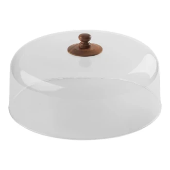 TableCraft Acacia Collection 11 7/8" x 5 3/4" Round Acrylic Dome Cake Cover with Acacia Wood Knob 11443