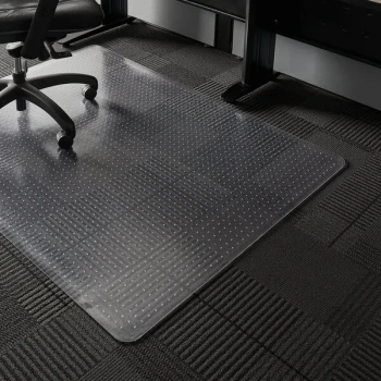 ES Robbins 128381 EverLife 60" x 46" Clear Vinyl Rectangle Crystal Edge Low Pile Carpet Chair Mat with AnchorBar Backing
