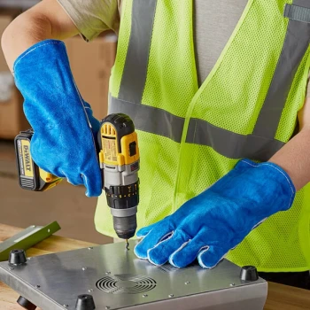 Cordova Men's Blue Select Shoulder Split Leather Welder's Gloves with Cotton Sock Lining - Vendpacked - Large - Pair