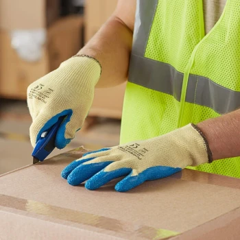 Cordova Power-Cor Yellow Cut Resistant Gloves with Blue Latex Palm Coating - Vendpacked - Extra Large