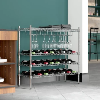 Regency 14" x 36" 3 Shelf 24-Bottle Wire Wine Rack Kit with 34" Posts