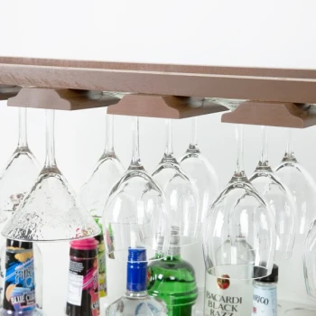 American Metalcraft GR1435 14" x 35" Walnut Bar Glass Rack