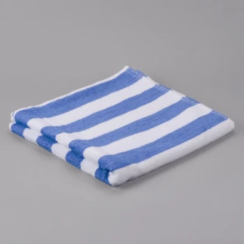 Oxford Classic 30" x 60" Blue Stripes 100% Cotton Cabana Pool Towel 9 lb. - 36/Case