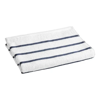 Oxford 30" x 60" Navy Blue Stripes Cotton / Polyester Pool Towel 12.5 lb. - 12/Pack