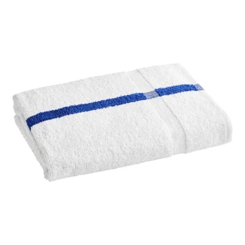 Oxford 24" x 48" Blue Stripe Cotton / Polyester Pool and Gym Towel 8 lb. - 12/Pack
