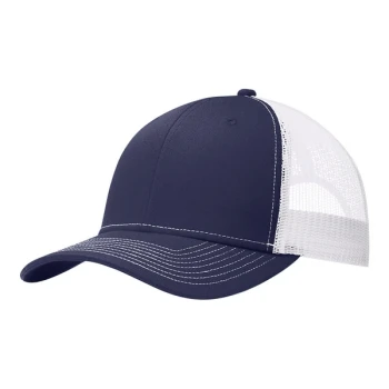 Port Authority C402 Customizable True Navy / White 6-Panel Trucker Cap With Mesh Back - Structured, Mid Profile