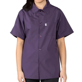 Uncommon Chef 0920 Eggplant Customizable Classic Short Sleeve Cook Shirt - XL