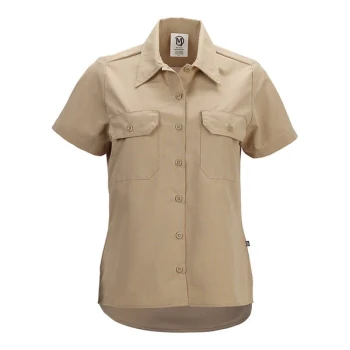 Mercer Culinary Metro Edge Women's Khaki Short Sleeve Brewer / Work Shirt - 2XL