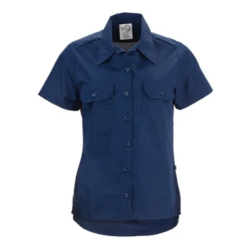 Mercer Culinary Metro Edge Women's Navy Blue Short Sleeve Brewer / Work Shirt - 2XL