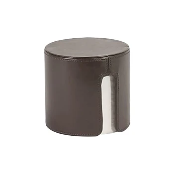 room360 London 5 1/4" Brown Faux Leather Toilet Paper Holder - 4/Case