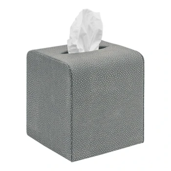 room360 Belize 5" x 5" Smoke Faux Shagreen Square Tissue Box Cover - 4/Pack