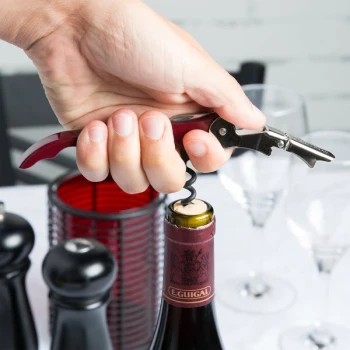 Pulltap's Original Customizable Waiter's Corkscrew with Burgundy Handle 5100-03