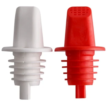 TableCraft H33BK Easy Pour Red and White Plastic Wine Pourer / Aerator with Built-In Screen - 2/Pack