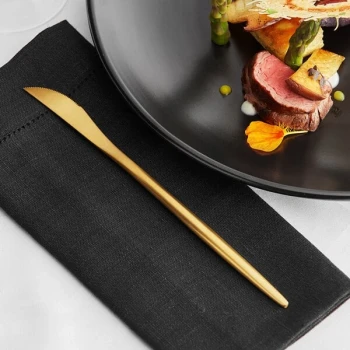Acopa Odin Gold 8 7/8" 18/8 Brushed Stainless Steel Extra Heavy Weight Forged Dinner Knife - 12/Case