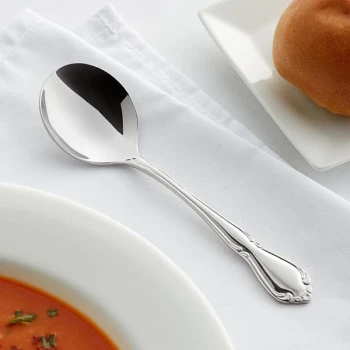 Acopa Blair 5 3/4" 18/8 Stainless Steel Extra Heavy Weight Bouillon Spoon - 12/Case