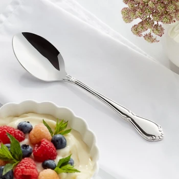 Acopa Blair 7" 18/8 Stainless Steel Extra Heavy Weight Dinner / Dessert Spoon - 12/Case