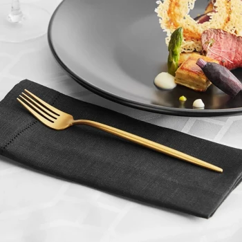 Acopa Odin Gold 8 7/8" 18/8 Brushed Stainless Steel Extra Heavy Weight Forged Dinner Fork - 12/Case