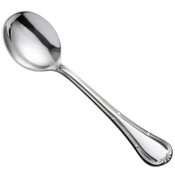 Oneida Titian by 1880 Hospitality B022SRBF 6 1/2" 18/0 Heavy Weight Stainless Steel Round Bowl Soup Spoon - 12/Case