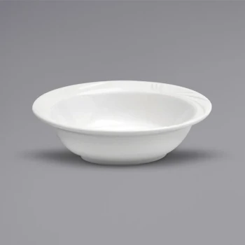 Oneida Buffalo Arcadia by 1880 Hospitality R4510000712 4.5 oz. Bright White Embossed Medium Rim Porcelain Fruit Bowl - 36/Case