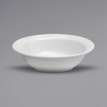 Oneida Buffalo Arcadia by 1880 Hospitality R4510000720 10.9 oz. Bright White Embossed Medium Rim Porcelain Grapefruit Bowl - 36/Case
