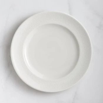 RAK Porcelain Choice 8 1/4" Ivory Embossed Wide Rim Porcelain Flat Plate - 24/Case