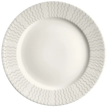 RAK Porcelain Leon 12 3/16" Ivory Embossed Wide Rim Porcelain Flat Plate - 6/Case