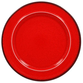 RAK Porcelain Fire 9 7/16" Red Flat Porcelain Plate with Rim - 6/Case