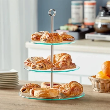 Acopa 3-Tier Glass / Stainless Steel Display Stand