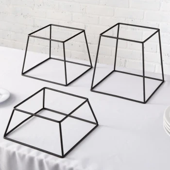 Acopa Square Black Metal 3-Piece Display Stand Set