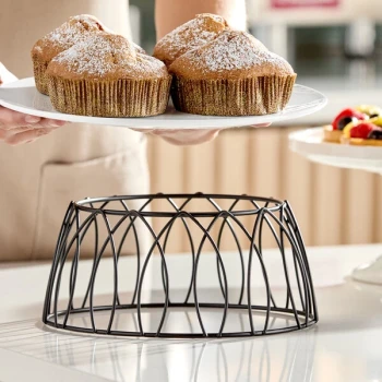Acopa 4" Round Black Patterned Metal Display Stand