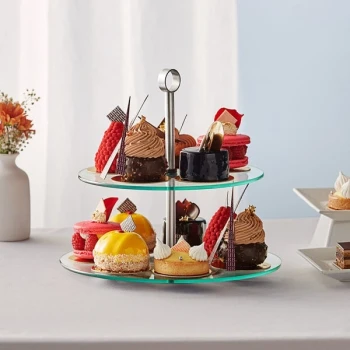 Acopa 2-Tier Glass / Stainless Steel Display Stand