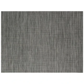 Front of the House Metroweave 16" x 12" Black Tweed Woven Vinyl Rectangle Placemat - 12/Pack