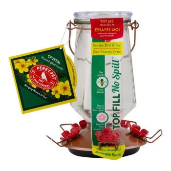 Perky-Pet 28 oz. 5-Port Crystal Glass Hummingbird Feeder with Top-Fill Lid