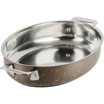 Bon Chef 60019COFFEE Cucina 1.5 Qt. Coffee Stainless Steel Oval Au Gratin Dish