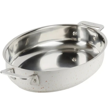 Bon Chef 60019DESERT Cucina 1.5 Qt. Desert Stainless Steel Oval Au Gratin Dish
