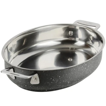 Bon Chef 60019GALAXY Cucina 1.5 Qt. Galaxy Stainless Steel Oval Au Gratin Dish