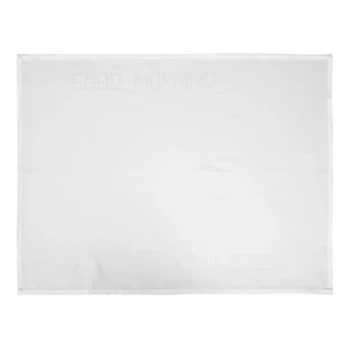 Garnier-Thiebaut 22" x 30" White Good Morning-Good Night Cotton / Polyester Bedside Mat - 250/Case